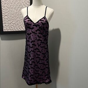 ROMWE Purple Chemise with Black Lace Accents